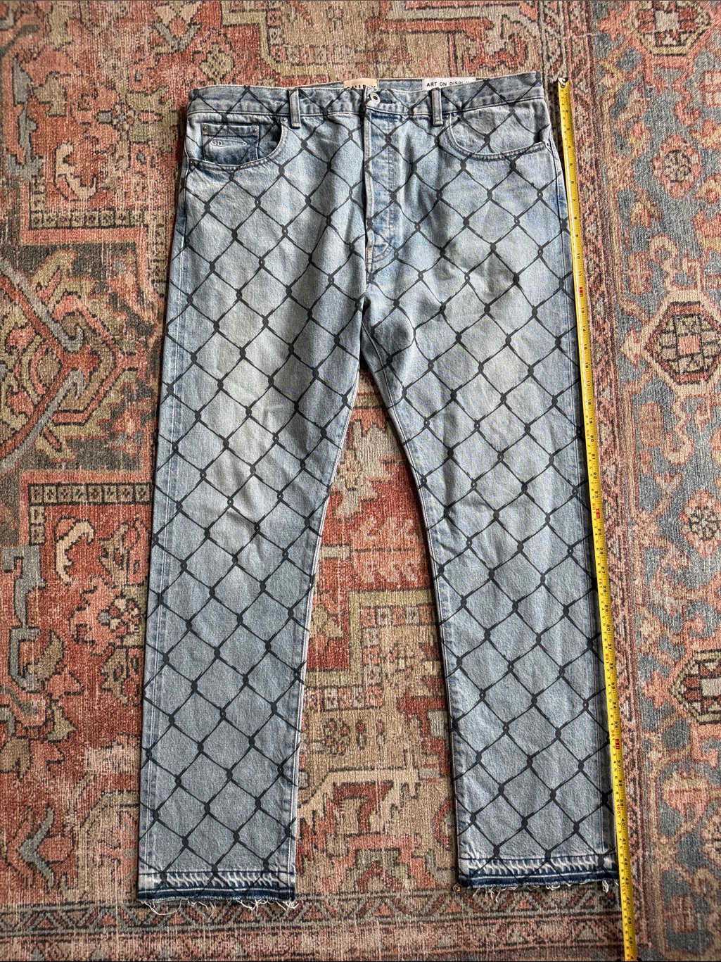 Gallery Dept Light Blue Grid-Print Straight Jeans